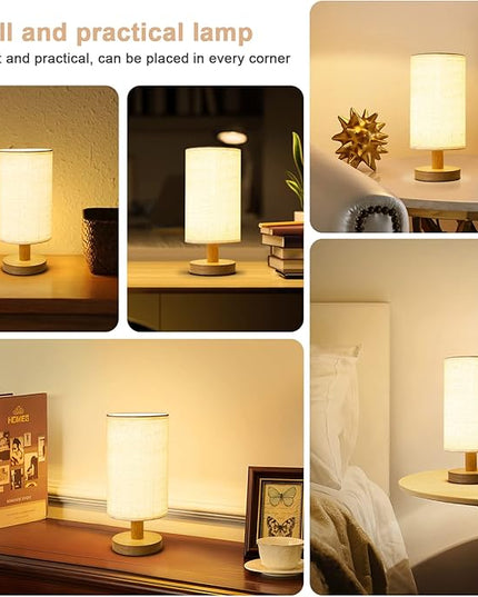 Table Lamp for Bedroom - Small Beside Touch Lamps for Night Stands Home Office - Minimalist Design Warm Light Mini Boho Lamp - Fits in Kids,Living,Nursey Room,College Dorm - Awesome Gift Choice - LeafyLoom