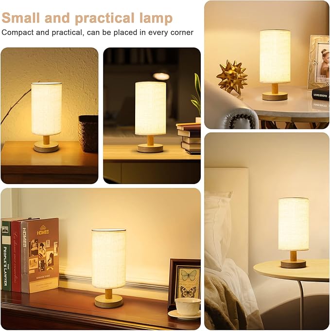 Table Lamp for Bedroom - Small Beside Touch Lamps for Night Stands Home Office - Minimalist Design Warm Light Mini Boho Lamp - Fits in Kids,Living,Nursey Room,College Dorm - Awesome Gift Choice - LeafyLoom