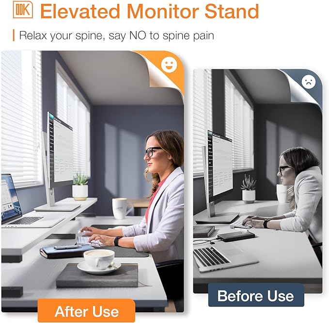 ODK Computer Desk with Drawers & Power Outlet, 55 Inch Office Desk with Keyboard Tray & Storage Shelves & PC Stand, Office Table Work Desk with Monitor Stand, White - LeafyLoom