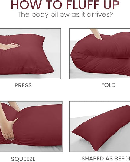 Utopia Bedding Full Body Pillow for Adults (Burgundy, 20 x 54 Inch, Pack of 06) Long Pillow for Sleeping, Large Pillow Insert for Side Sleepers - LeafyLoom