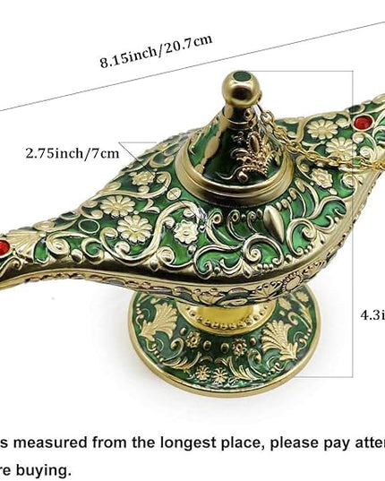 Classic Vintage Collectable Rare Legend Aladdin Magic Genie Costume Lamp Home Table Decoration & Gift, Golden Green - LeafyLoom
