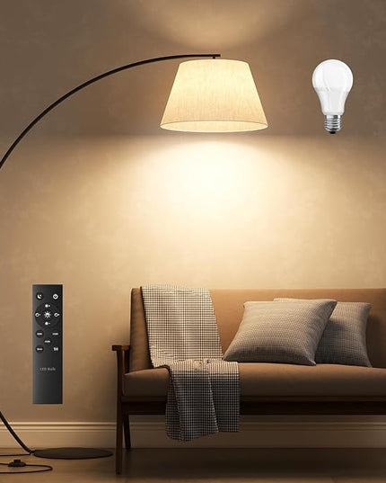 Arc Floor Lamps for Living Room,1200LM Super Bright 71 Inch Extra Tall Floor Lamp with Remote Control Dimmable 12W E26 LED Bulb,Adjustable Hanging Lamp for Bedroom with Foot Switch Black - LeafyLoom
