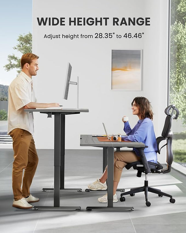 ErGear Height Adjustable Electric Standing Desk, 44 x 24 Inches Small Sit Stand up Desk, Memory Computer Home Office Desk (Grey) - LeafyLoom