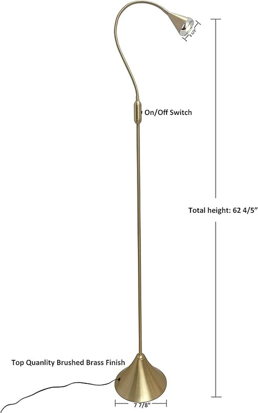 LED Floor Lamp,Floor Lamp for Living Room,Bedroom,Office,Reading Lamp,Floor Light,Flexible Gooseneck,Metal,Gold,LED 5W,3000K,Energy Efficient Super Bright for Home and Hotel. - LeafyLoom