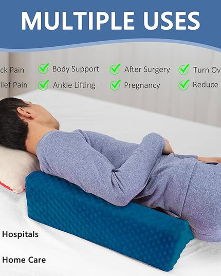 Wedge Pillow for Side Sleeping, Body Positioning Foam Wedge Pillow, Side Wedge Pillow for Sleeping Non-Slip Back Positioning Pillow for Bed Sore Wedge (Blue) - LeafyLoom