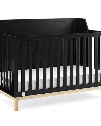 GAP babyGap Oxford 6-in-1 Convertible Crib - Greenguard Gold Certified, Ebony/Natural - LeafyLoom