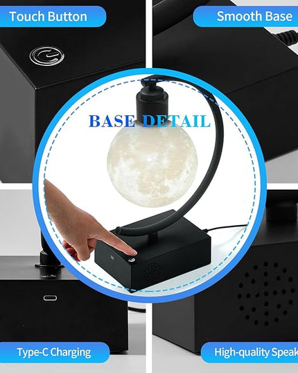 Levitating Moon Lamp with Cool Bluetooth Speaker and 3D-printed Floating Moon Ideal Gift for Friends Families on Holiday - LeafyLoom