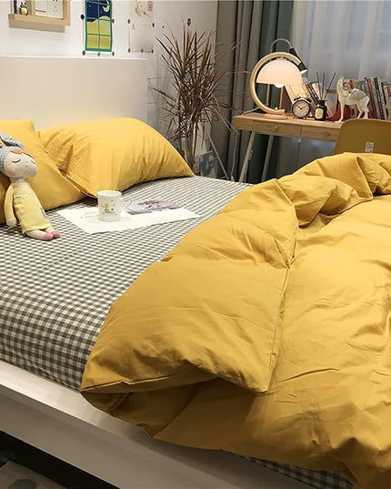 Mustard Yellow Comforter Sets Full Pure Deep Dark Yellow Bedding Set 3 Pieces Women Men Ginger Yellow Comforter Sets Lightweight Durable Yellow Blanket Full Quilts Breathable Bed Comforter Set - LeafyLoom