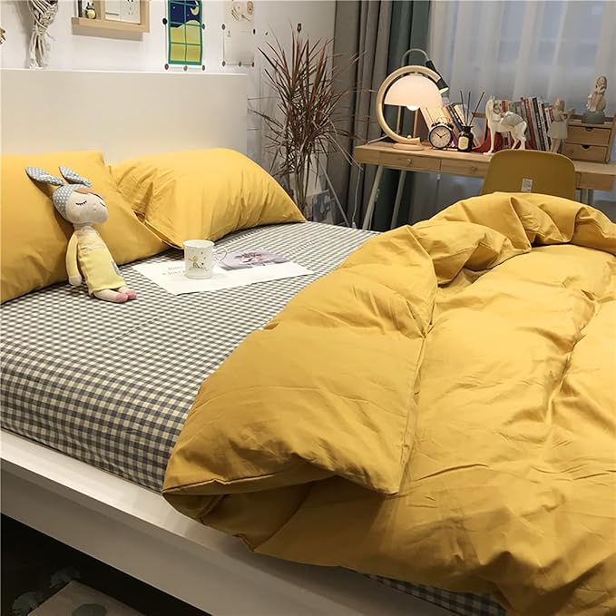 Mustard Yellow Comforter Sets Full Pure Deep Dark Yellow Bedding Set 3 Pieces Women Men Ginger Yellow Comforter Sets Lightweight Durable Yellow Blanket Full Quilts Breathable Bed Comforter Set - LeafyLoom