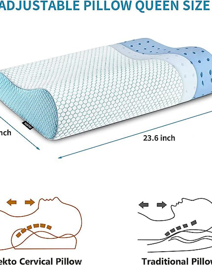 Memory Foam Pillows Neck Pillow Bed Pillow for Sleeping Ergonomic Cervical Pillow Orthopedic Contour Pillow for Side Back Stomach Sleeper - LeafyLoom