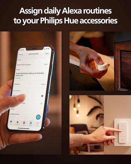 Philips Hue Wireless Smart Light Switch Button, White - 1 Pack - Portable and Battery Powered - Smart Home Control - Requires Hue Bridge - Easy, No-Wire Installation Philips