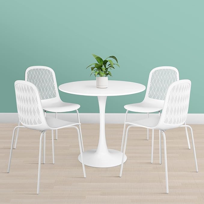Modern Chairs with Metal Legs for Living, Bedroom, Kitchen, Dining, Lounge Waiting Room, Restaurants, Cafes, Set of 4 - LeafyLoom