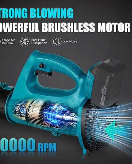 Cordless Leaf Blower for Makita 18V Battery, 450CFM 150MPH Electric Leaf Blower, 6 Speed Lightweight Handheld Leaf Blower for Lawn Care, Patio, Snow, Dust, Blowing Leaves (Battery NOT Included) - LeafyLoom