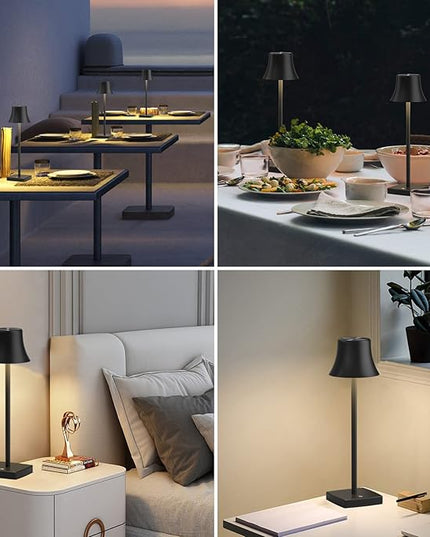 SAKRINGT LED Cordless Table Lamps Rechargeable,5000mAh Battery Operated Table Light,3 Color Stepless Dimming,Portable Small Desk Lamp in Aluminum for Party Patio Restaurant Indoor/Outdoo - LeafyLoom