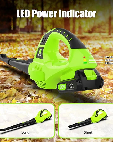 Leaf Blower Cordless, 21V Handheld Electric Leaf Blower with Battery and Charger, Lightweight Battery Powered Leaf Blowers for Lawn Care,Patio,Yard,Sidewalk - LeafyLoom