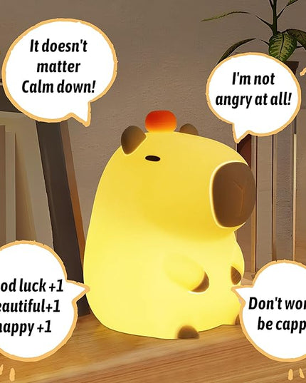 FULLOSUN Capybara Night Light, Capybara Gifts, Funny Capybara Birthday Gifts for Children Women Teenage Girls Boy Toddler - ABS+SIL Portable Squishy Rechargeable Dimmable - LeafyLoom
