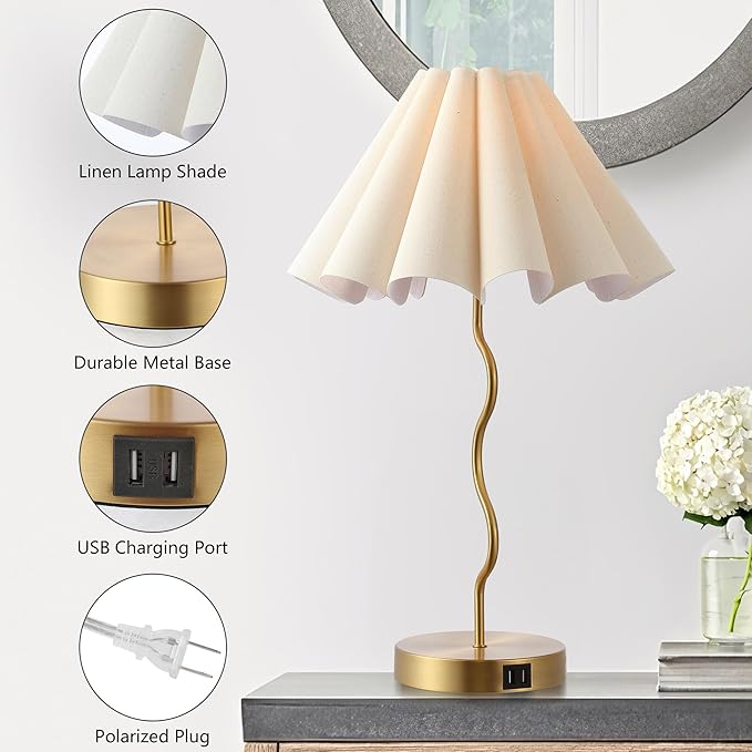 Table Lamps for Bedroom Modern Single Table Lamp for Night Stands Beside Lamps Living Room End Table Lamp (Gold) - LeafyLoom