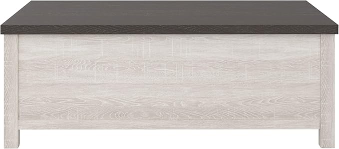 Signature Design by Ashley Dorrinson Farmhouse Lift Top Coffee Table with Storage, Antique White & Brown - LeafyLoom