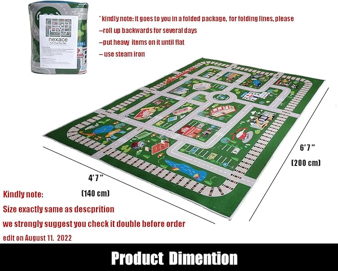 Kids Rug,Playroom Car Rug Play Mat,City Life Road Rug for Cars,Fun City Map for Track Toys,Carpet for Bedroom Boys (6'7"x4'7") - LeafyLoom