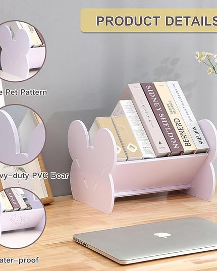 Kids Bookshelf, Small Desktop Bookshelf, Tilted Mini Bookshelf for Desk, V-Shaped Tabletop Bookshelf, Book Shelf for Books Magazine CD - LeafyLoom