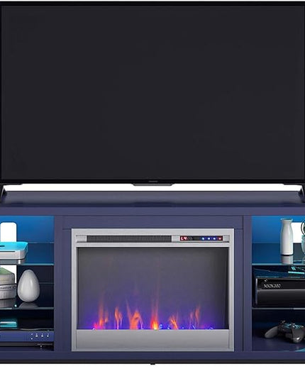 Ameriwood Home Lumina Fireplace TV Stand, Deluxe 70", Navy - LeafyLoom