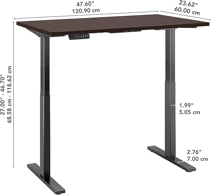 Bush Business Furniture Move 60 Electric Ergonomic Sit-Stand Computer Table for Home and Professional Office, 48W x 24D, Mocha Cherry - LeafyLoom