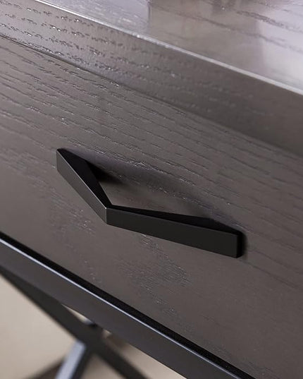 Leick Home 23022 Chisel & Forge One Drawer Nightstand with Shelf, Gray/Matte Black - LeafyLoom