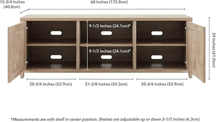 Henn&Hart Granger TV Stand, 68" Wide, Brown - LeafyLoom