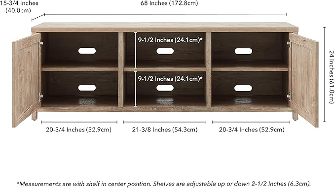 Henn&Hart Granger TV Stand, 68" Wide, Brown - LeafyLoom