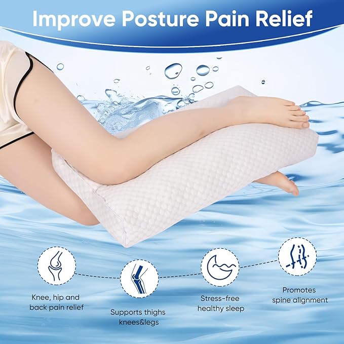 Cooling Knee Pillow for Side Sleeper, 5" Leg Pillow for Side Sleeping, 100% Cooling Fabric Pillow for Between Knees While Sleeping - High Support Alternative for Relieving Leg, Back, and Knee Pain - LeafyLoom
