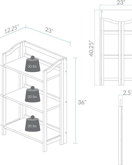 Casual Home Stratford 3-Shelf Folding Bookcase-Warm Brown - LeafyLoom