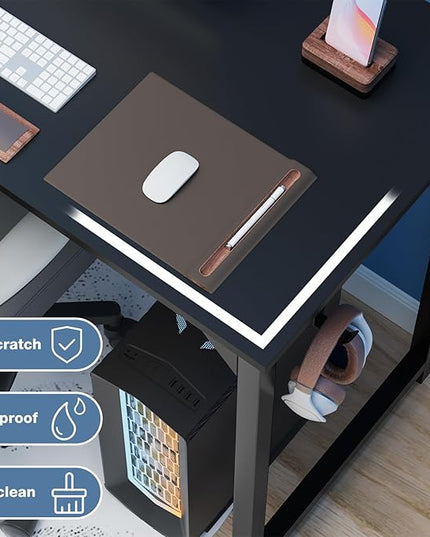 Office Desk Modern Simple Style Writing Study Work Computer Table for Home Bedroom, 32 Inch, Black - LeafyLoom