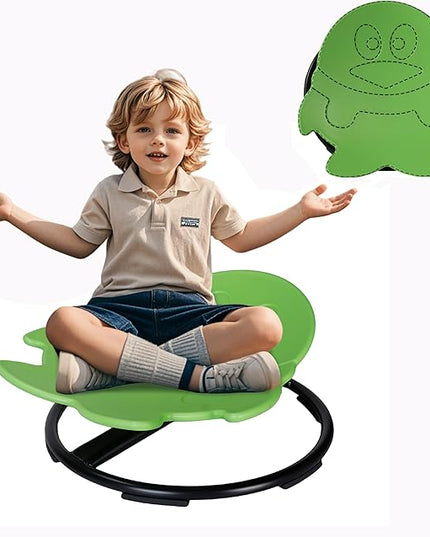 Sensory Spinning Chair for Kids, Autistic Childs Swivel Chair, Sit and Spin Toy, Training Body Coordination, Metal Base Non-Slip Indoor and Outdoor Activity Spins Toys (Penguin-Green) - LeafyLoom