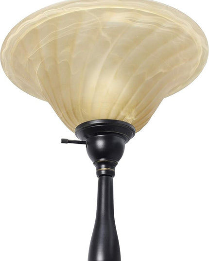 Elegant Designs LF2003-RBA 2 Light Mother Daughter Floor Lamp with Amber Marble Glass Shades, Restoration Bronze and Amber - LeafyLoom