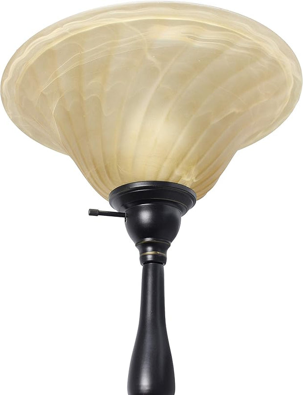 Elegant Designs LF2003-RBA 2 Light Mother Daughter Floor Lamp with Amber Marble Glass Shades, Restoration Bronze and Amber - LeafyLoom