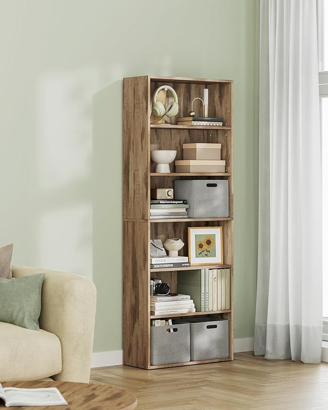 VASAGLE Bookshelf, 23.6 Inches Wide, 6-Tier Open Bookcase with Adjustable Storage Shelves, Floor Standing Unit, Camel Brown ULBC166T50 - LeafyLoom