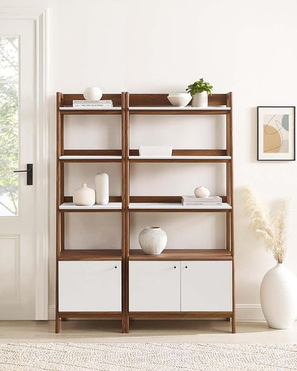 Modway Bookshelf Display Cases in Walnut White - Set of 2 - LeafyLoom