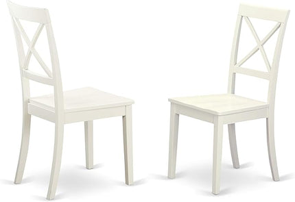 East West Furniture DLBO3-WHI-W 3 Piece Dining Room Table Set Contains a Round Kitchen Table with Dropleaf and 2 Dining Chairs, 42x42 Inch, Linen White - LeafyLoom
