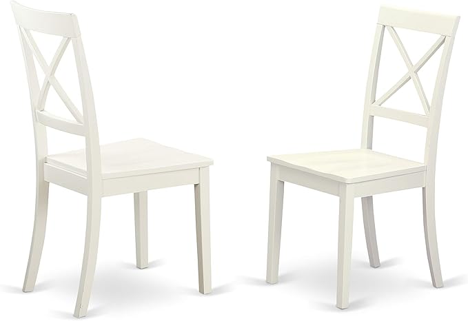 East West Furniture DLBO3-WHI-W 3 Piece Dining Room Table Set Contains a Round Kitchen Table with Dropleaf and 2 Dining Chairs, 42x42 Inch, Linen White - LeafyLoom