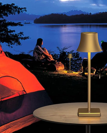 SAKRINGT LED Cordless Table Lamps Rechargeable,5000mAh Battery Operated Table Light,3 Color Stepless Dimming,Portable Small Desk Lamp in Aluminum for Party Patio Restaurant Indoor/Outdoor - LeafyLoom
