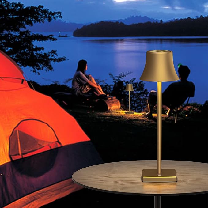 SAKRINGT LED Cordless Table Lamps Rechargeable,5000mAh Battery Operated Table Light,3 Color Stepless Dimming,Portable Small Desk Lamp in Aluminum for Party Patio Restaurant Indoor/Outdoor - LeafyLoom
