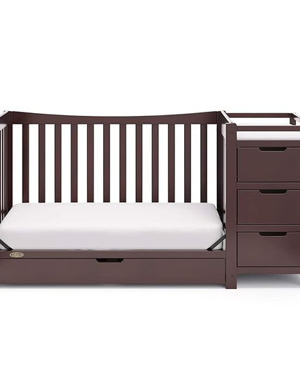 Graco Remi 4-In-1 Convertible Crib & Changer With Drawer (Espresso) – GREENGUARD Gold Certified, Crib And Changing-Table Combo, Includes Changing Pad, Converts To Toddler Bed, Full-Size Bed - LeafyLoom