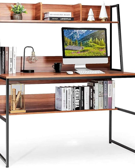 Computer Desk, Brown - LeafyLoom