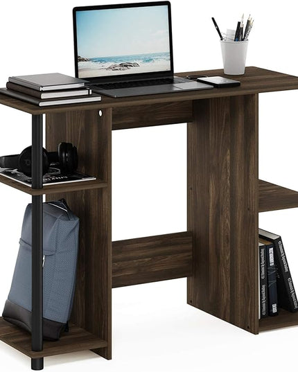 Furinno Jaya Computer Study Desk, Columbia Walnut/Black - LeafyLoom
