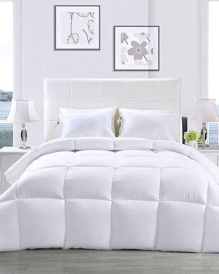 Utopia Bedding Comforter - All Season Comforters Queen Size - Plush Siliconized Fiberfill - White Bed Comforter - Box Stitched - LeafyLoom