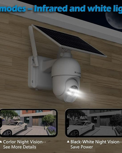 SOLIOM S800C-4G LTE Cellular Security Camera Outdoor,Pan Tilt 360° View 1080p Wireless Solar Powered, Spotlight Color Night Vision, 2 Way Talk,PIR Motion Detection SOLIOM