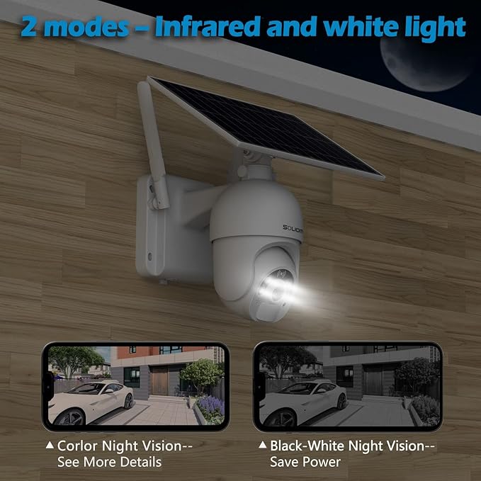 SOLIOM S800C-4G LTE Cellular Security Camera Outdoor,Pan Tilt 360° View 1080p Wireless Solar Powered, Spotlight Color Night Vision, 2 Way Talk,PIR Motion Detection SOLIOM