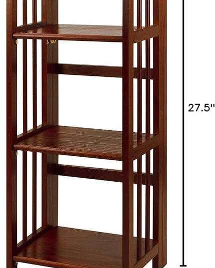 Casual Home 3-Shelf Folding Stackable Bookcase (27.5" Wide)-Walnut & 3-Shelf Folding Bookcase (14" Wide)-Walnut - LeafyLoom