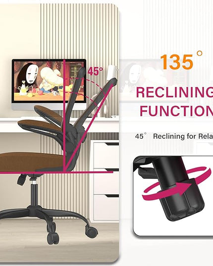 Office Chair, Ergonomic Desk Chair with Adjustable Lumbar Support, High Back Mesh Computer Chair with Flip-up Armrests-BIFMA Passed Task Chairs, Executive Chair for Home Office - LeafyLoom