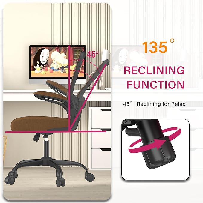 Office Chair, Ergonomic Desk Chair with Adjustable Lumbar Support, High Back Mesh Computer Chair with Flip-up Armrests-BIFMA Passed Task Chairs, Executive Chair for Home Office - LeafyLoom